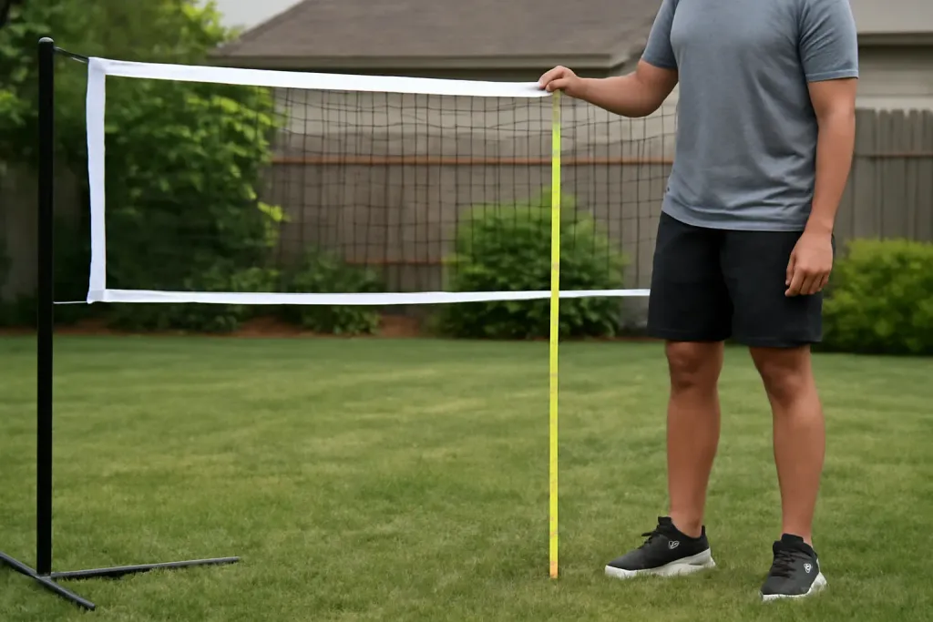 Photo illustrating badminton net height