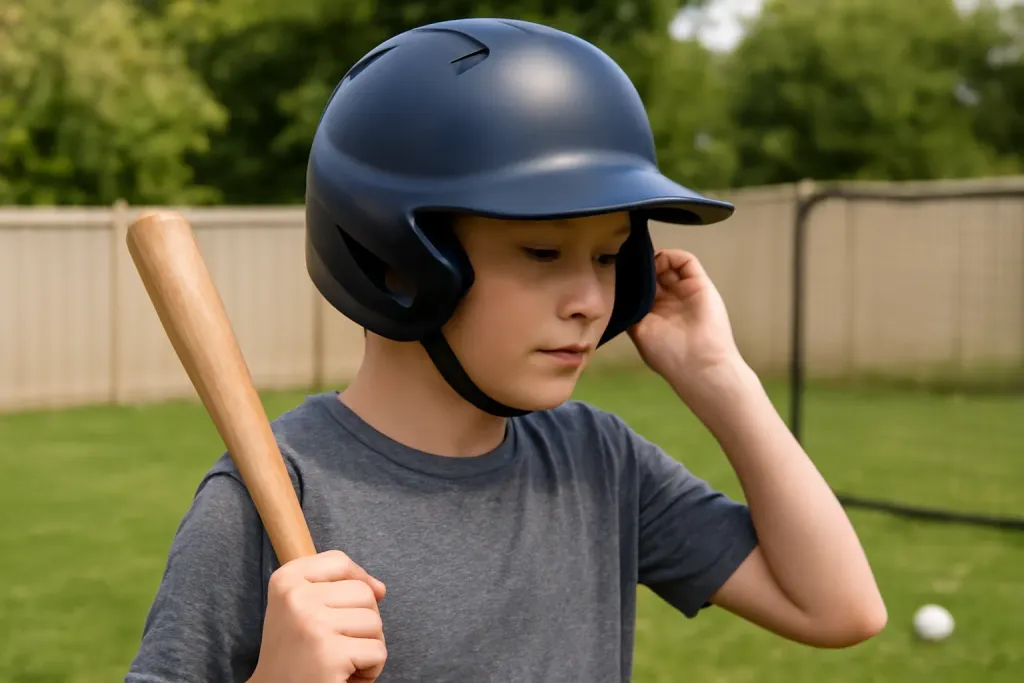 Photo illustrating batting helmet fit checklist