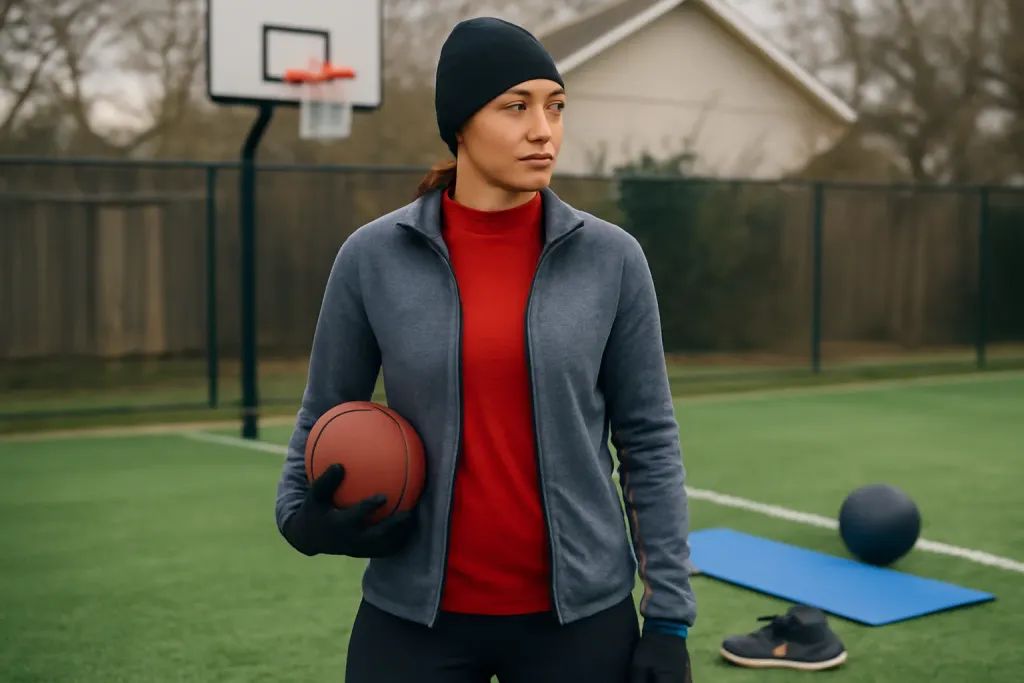 Photo illustrating layering for cold weather sports practice