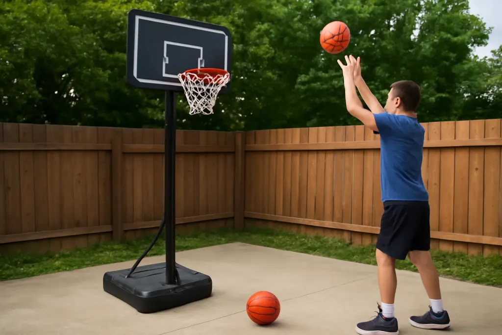 A second photo showing a related step or detail for portable basketball hoop base weight