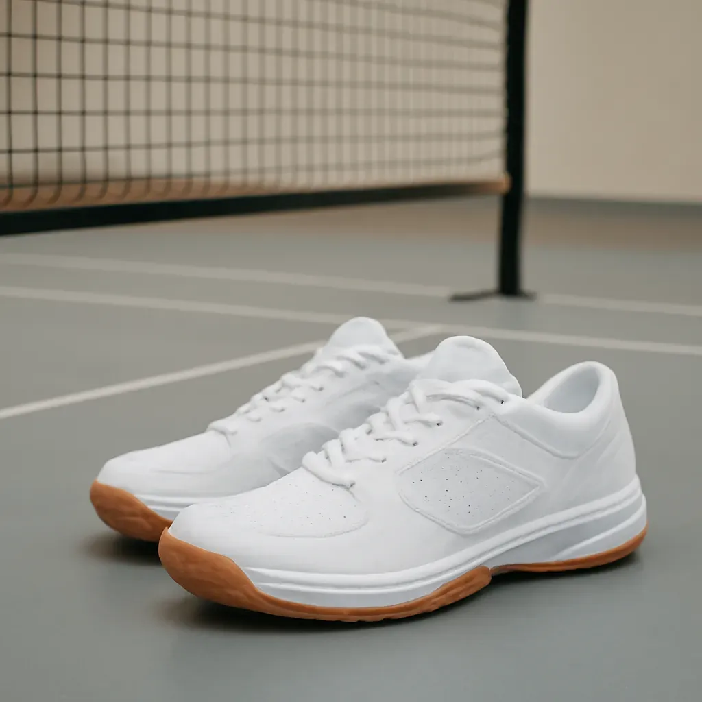 AI-generated editorial product photograph (not the exact linked listing) of all-court indoor court shoes